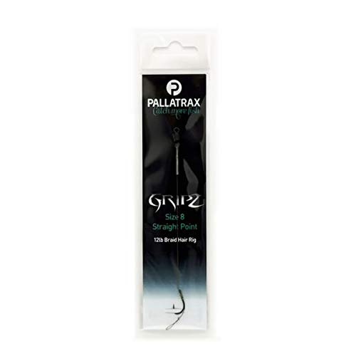Pallatrax Gripz Straight Point Hair Rigs (Braid, Fluorocarbon, Steamlink) (Size 8-12lb Braid)