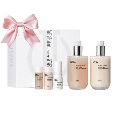 IOPE STEM III Skin Care Gift Set - Korean Timeless Skincare Routine Set, Intense Anti-aging Face Toner, Lotion, Ampoule with Hyaluronic Acid, Facial Care Kit for Hydration & Skin Barrier Strength