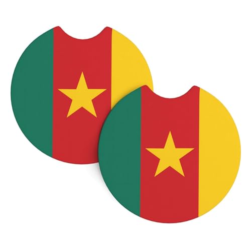 Porte-gobelet intérieur de voiture imprimé drapeau du Cameroun – Sous-verres universels pour camions, SUV, camionnettes, bateaux