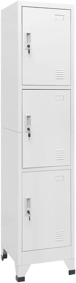 Metal Locker,Industrial Metal Locker Cabinet 38x45x180 cm, 3 Lockable Doors for Secure Storage, 3 Compartments, Perfect for Gym, Office, Changing Room, Durable and Stylish Design