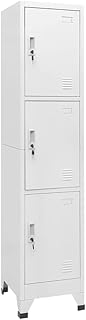 vidaXL Schließfachschrank mit 3 Fächern Lüftungsöffnungen Metallschrank Umkleideschrank Stahlschrank Schrank Spind 38x45x180cm Grau Stahl
