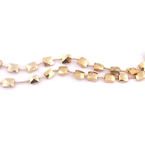 Pierres naturelles pyrite dorée facettée en forme de rectangle briolette pour artisans