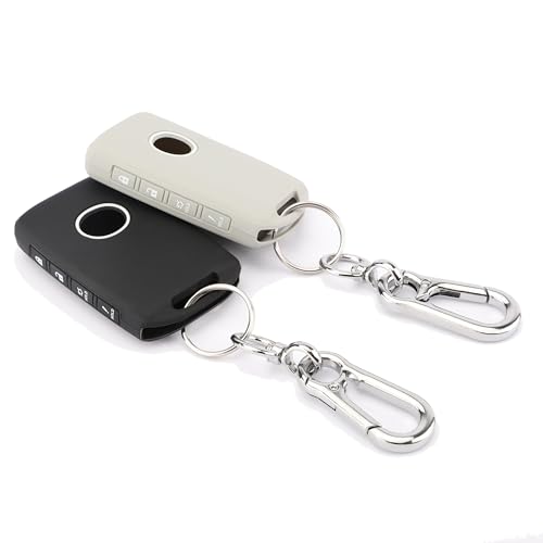 TANDRIVE Key Fob Cover Compatible with 2026 2025-2019 Mazda CX-5 CX-30 CX-50 CX70 CX90 3 6 CX-9 MX-5 Miata Silicone 4-Button 2-Pack Black and Grey
