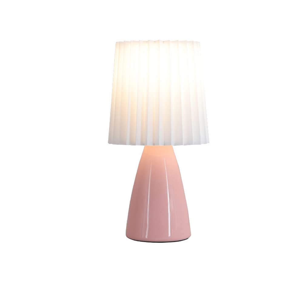 SGKOMN Table Lamps For Bedroom, 12.2" Ceramic Bedroom Lamp For Bedside, Farmhouse Nightstand End Table Lamp With Lampshade Decoration,Living Room-A