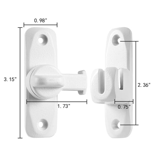 Image of INIRET 3 Packs Matte White 90 /180 Degree Barn Door Latches, Zinc Alloy Right Angle Gate Lock, Flip Door Latch Hardware, Security Sliding Door Lock for Cabinets, Bathroom, Barn Door