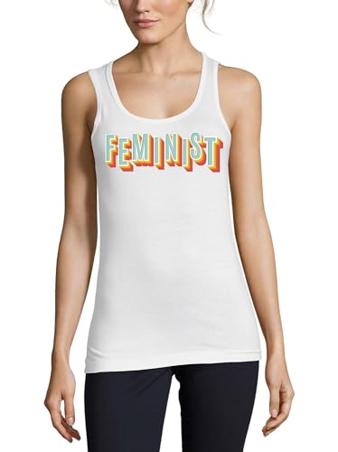 Camiseta sin mangas algodón mujer acabado 3D Feminist diseño premium