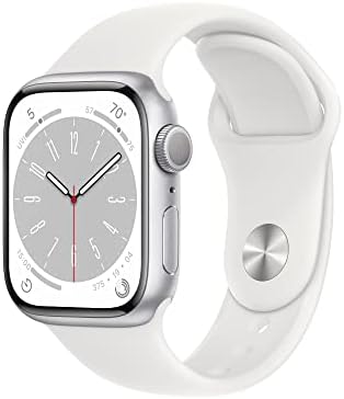 Apple Watch Series 8 (GPS, 41MM) - Silver Aluminum Case with White Sport Band, Regular (Renewed) - View 3