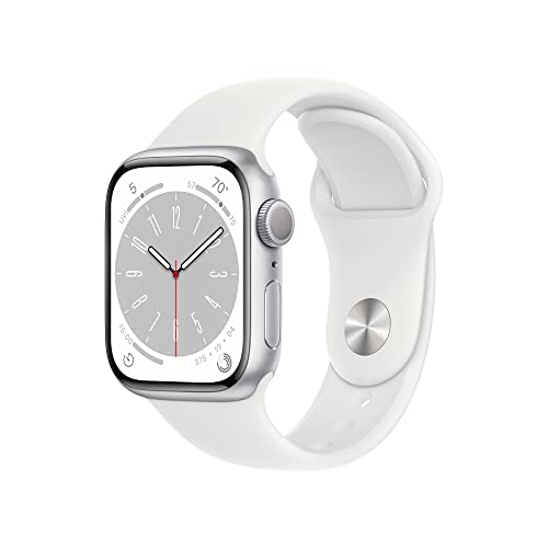 Apple Watch Series 8 41mm in silver with white sport band
