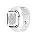 Produktbild Apple Watch Series 8 (GPS, 41mm) Smartwatch - Aluminiumgehäuse Silber, Sportarmband Weiß - Regular. Fitnesstracker, Blutsauerstoffund EKGApps, Always-On Retina Display, Wasserschutz