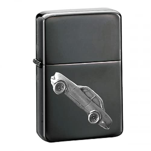 Briquet à essence 504 Coupe effet étain noir tempête gravé