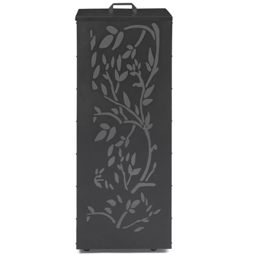 IDMarket - Réservoir à granulés 55 kg Noir Rangement à pellets 36 x 36 x 87 cm - Motif Floral – vue 3