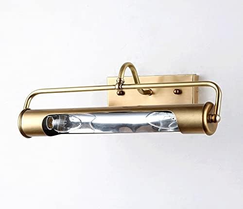 LIXAMP Espejo de cobre puro de estilo europeo, luz frontal de baño, luz de baño hecha a mano, accesorios de iluminación retro de cobre totalmente de