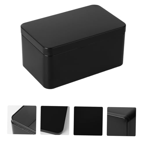 Garneck Rechteckige Blechdose Schwarz Tragbare Aufbewahrungsbox Für Tee Süßigkeiten Snacks Robustes Material Exquisites Design Für Zuhause