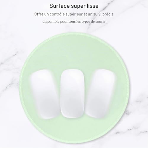 Tapis de souris rond imperméable et antidérapant vert clair