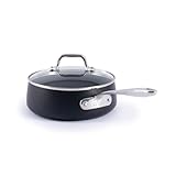 All-Clad HA1 Expert Hard Anodized Nonstick 2.5 Qt Saucepan with Lid, Stay-Cool Ergonomic Handle, Dishwasher-Safe, Oven-Safe Up to 350°F, Induction Compatible with All Cooktops, Cookware Pot, Black