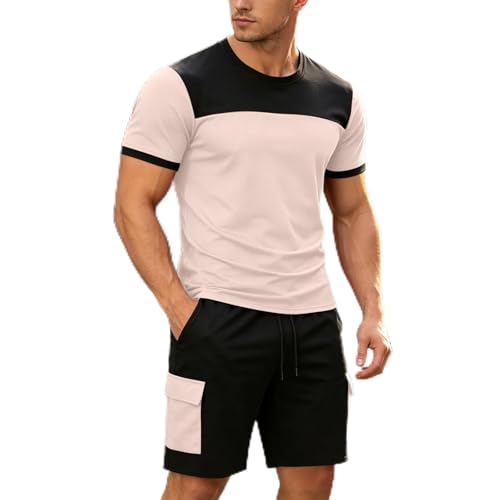 Survêtement de sport homme 2 pièces à manches courtes et col rond pour le fitness
