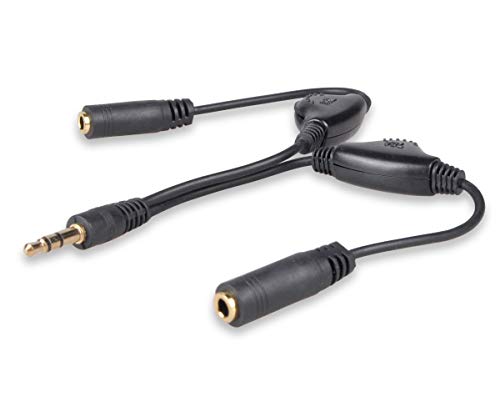 Conshine 3.5mm Audio Stereo Headphone Splitter Cable with Volume Control, 3.5mm Male to