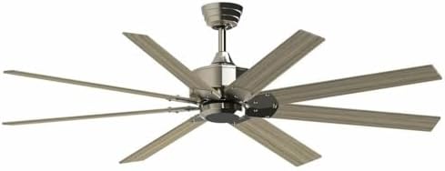 Fanimation Levon Custom - 8 Blade Ceiling Fan - 15.58 Inches Tall and 64 Inches Wide - Brushed Nickel Finish - Washed Pine Blade Color