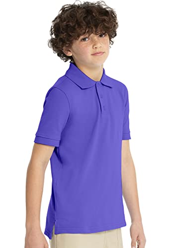 Image of Classroom Girls' Short SLV Pique Polo | Side Vents, Droptail Hem, Ribbed Trim, Comfortable Everyday School Wear