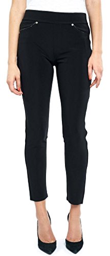 Joseph Ribkoff Black Faux Leather Trim Stretch Pants Style 171086 - Size 10