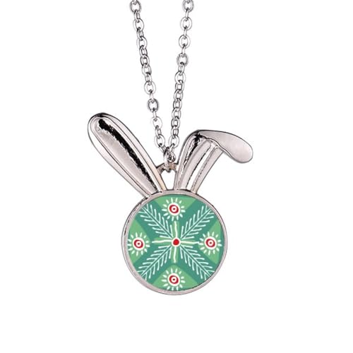 Collier lapin aux détails mexicains vert blé, bijou d'exception