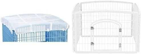 IRIS USA 4-Panel with Door Plastic Pet Playpen and IRIS USA Plastic Pet Playpen/Roof for 4 Panel Pen Bundle