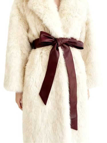 Women Leather Tie Belt for Coat Waist Leather Sash PU Belt for Dress Fashion Tie Belt Size1.97