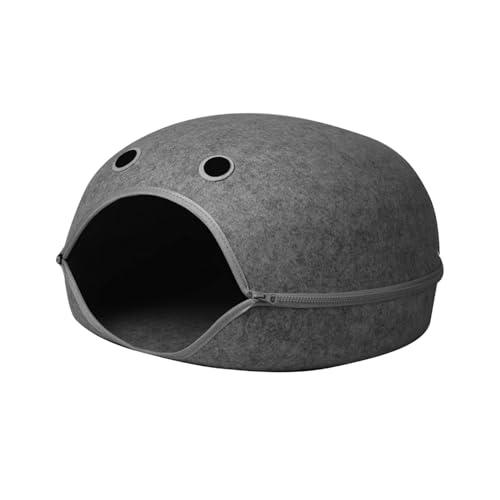 Qianly Cama semi fechada da caverna dos animais de estimação do ninho do gato do animal de estimação