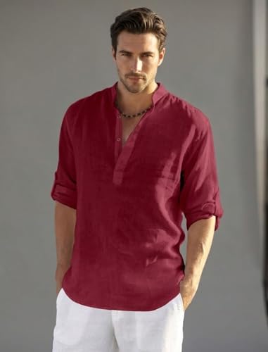 Image of Men's Kurta || Chinese Collar Long Sleeves || Straight Hip Length Kurtas || Short Kurta for Men || for Festival || Function || Occasion Wear Fancy Kurta for || Best Gifts for Men