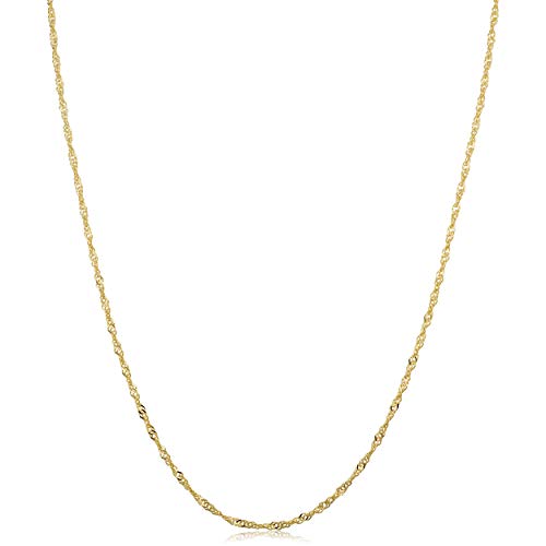 Kooljewelry 14k Yellow Gold Singapore Chain Pendant Necklace (0.7 mm, 1 mm, 1.4 mm, 1.7 mm)