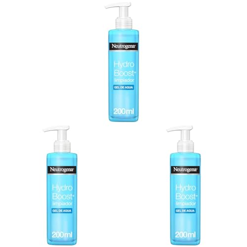 Neutrogena, Hydro Boost Gel de Agua Limpiador Facial, Ácido Hialurónico, Desmaquillante, para impurezas y grasas, Hidratación intensa, Pieles sensibles, 200ml (Paquete de 3)