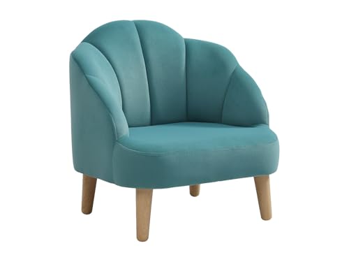 Vente-unique - Fauteuil Coquillage pour Enfant en Velours Bleu COBACA