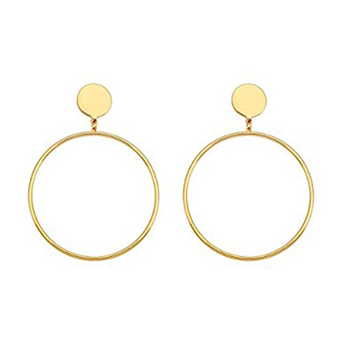Cyntan Hoop Dangling Earrings Simple Large Hoops Circle Drop Earrings For Women Gold Color