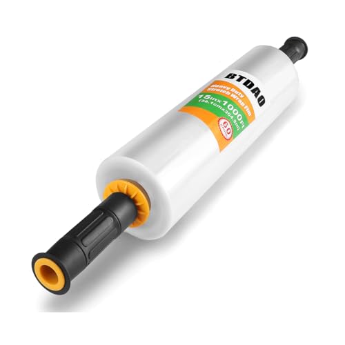 Stretchfolie mit Rollgriff Transparent, 38,1 cm x 300 m, Folie für Möbel, 60 Gauge, Schrumpffolie, Profi- und Heimgebrauch | Reißfest und Einfach Abzurollen