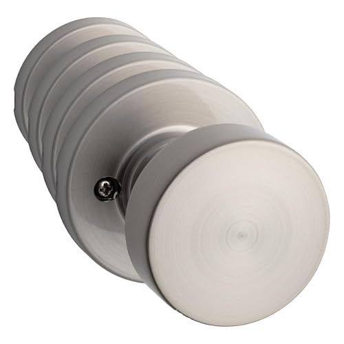 Image of Kwikset Pismo Dummy Door Knob, Single Sided Handle for Closets, French Double Doors, and Pantry, Satin Nickel Non-Turning Interior Push /Pull Door Knob, with Microban Protection, Round Rose (Pack of 4)