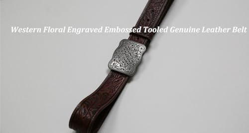 Men's Casual Leather Belt Western Cowboy Full Grain Leather Floral Jean Belts for Men Women Cowgirl2