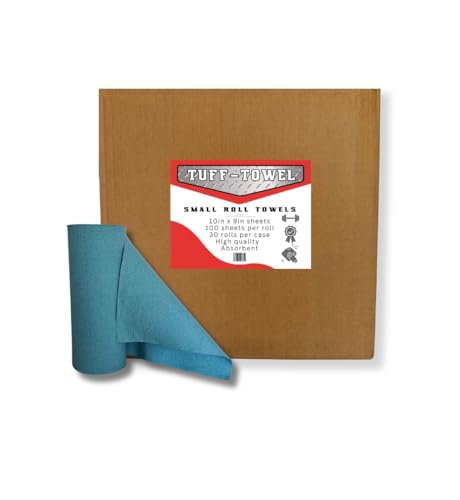 Tuff-Towel Small Roll Towels, 9x10.5 Inch Sheets, 100 Sheets per Roll, 30 Rolls per Case (Blue)