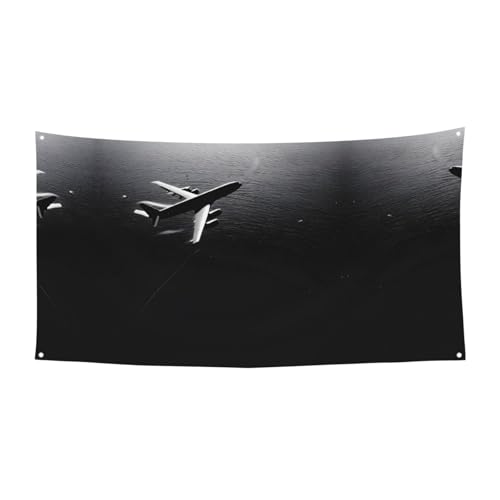 MINDBBDFJ Plane Flying Over The Sea Print Banners And Signs For Outdoor/Indoor,Personalized Banner Customizable Parties Halloween Banner (180x90cm)