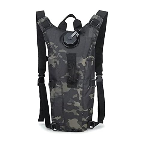 Tactical 3L Bladder Water Bag Camel Backpack for Hiking Outdoor Camping Military Portable Hydration Packs Hiking Pouch Water Bag (Black CP) Cover
