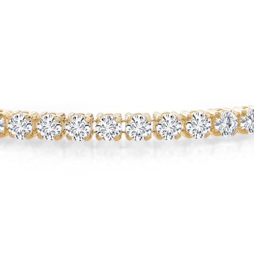Gem Stone King 10K Yellow Gold Round Lab Grown Diamond Tennis Bracelet For Women | 2.75 Cttw | E-F Color | VS1-VS2 Clarity | Available in 6.5, 7, 7.5 Inches3