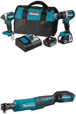 Makita XT269T 18V LXT Lithium-Ion Brushless Cordless 2-Pc. Combo Kit (5.0Ah) with Makita XRW01Z 18V LXT® Lithium-Ion Cordless 3/8" / 1/4" Sq. Drive Ratchet, Tool Only