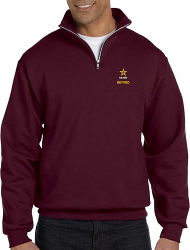 MilitaryBest U.S. Army Retired Embroidered Quarter-Zip Pullover