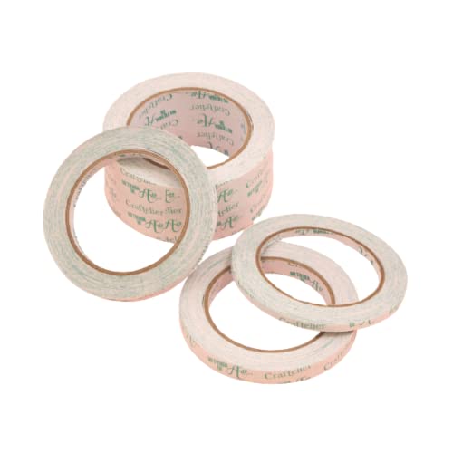 Craftelier - Kit de 4 rouleaux de ruban adhésif double face de différentes tailles pour tous types de travaux manuels. Parfait pour coller le papier, le carton et d'autres matériaux Cover