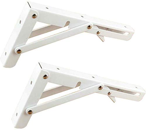 Preisvergleich Produktbild SCJ EIN Paar Metallklappbare Regalhalterung Weiß / Schwarz Schwimmende, Faltbare Dreieckhalterung Hochleistungswandregalhalterung für Klapptisch, Klappbank, Klapptheke, Lagerregal