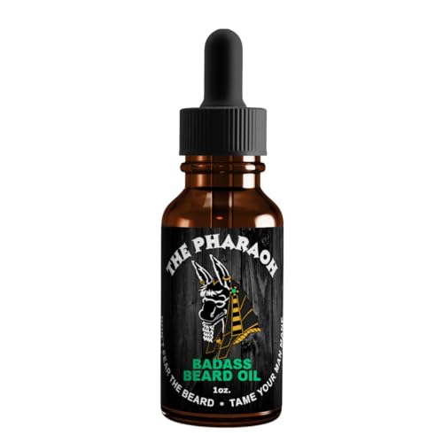 Image of Badass Beard Care Beard Oil For Men - Pharaoh Scent, 1 oz - 100% Natural and Organic Food-grade Ingredients, Soften Hair and Hydrate Skin