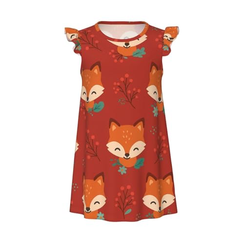 Augenstern Flutter Sleeve Nightgown Pajama Gown Cute Fox Easy Pull-On Sleepwear Nightdress