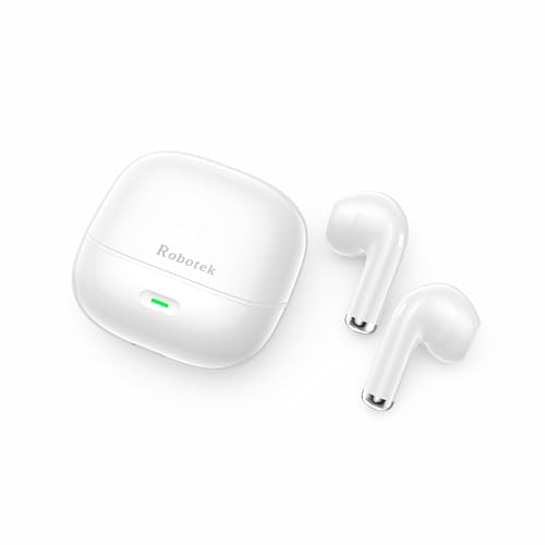 Image of Robotek Pocket Pro True Wireless Earbuds | 5000 Standby Time | Lightweight & Durable Design | IPX5 Water Resistant | 11mm Bass Drivers Ear Buds TWS, Made in India (White)