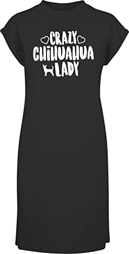 Hippowarehouse Crazy Chihuahua Lady Dog t-Shirt Dress Women's Adults Nightie Nightdress Black