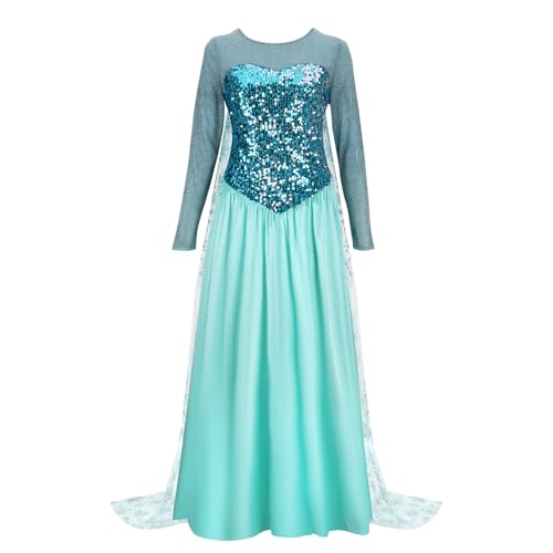Nofonda Damen Prinzessin Kleid Elegantes Königin Kostüm Blau Frauen Abendkleider für Halloween Karneval Party Cosplay, XL