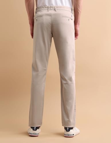 Image of U.S. Polo ASSN. Solid Men's Casual Trousers - Slim Fit Chino Pants for Office & Regular Wear